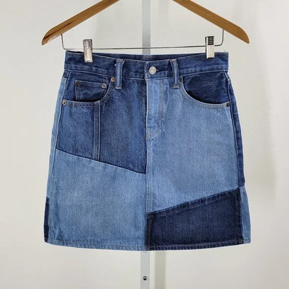 LEVIS Color block Denim Mini Skirt Sz 25 - Picture 1 of 7
